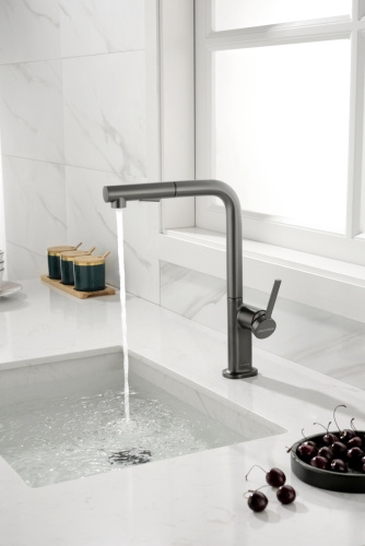 Смеситель для кухни Paulmark NEO Ne214419-GM на мойку серый - фото 3